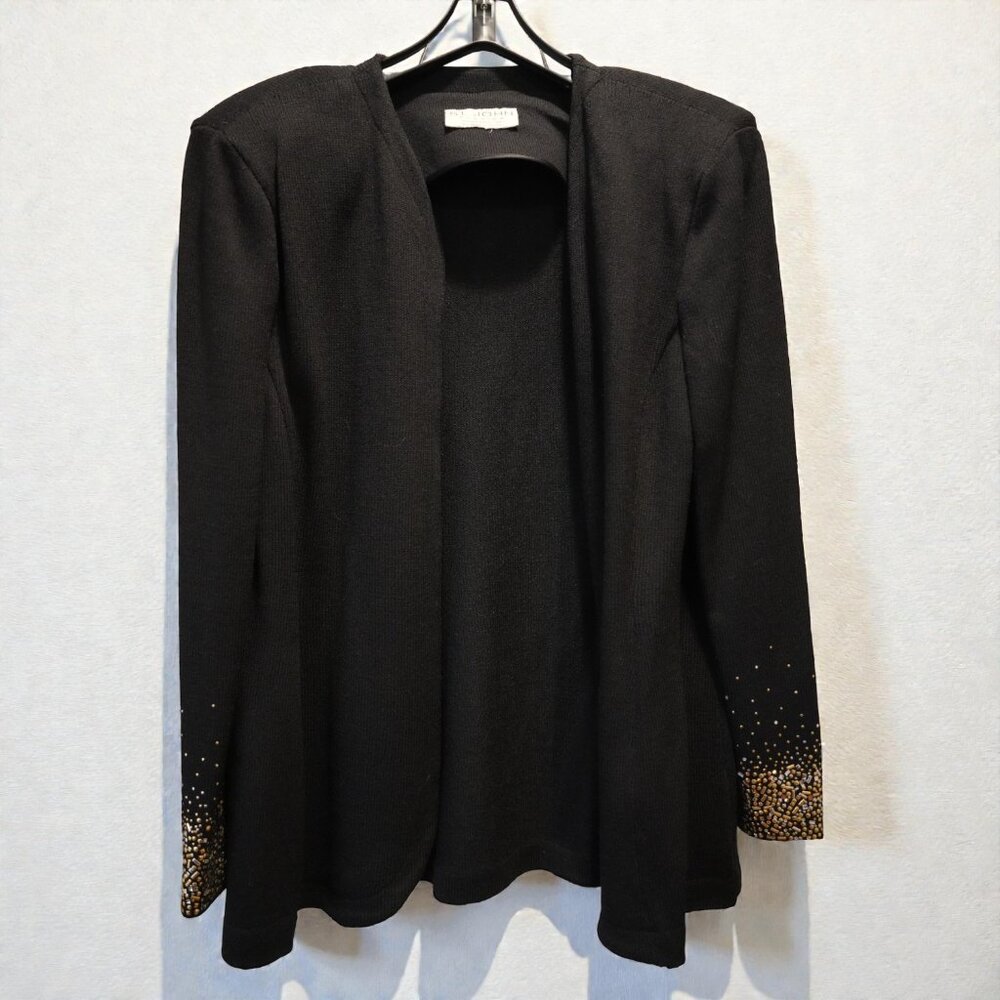 St. John Evening Knit Jacket with Gold Beaded Cuffs